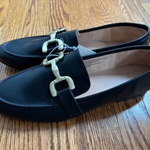 Women’s size 11 black loafer with Gold Buckle NWT
